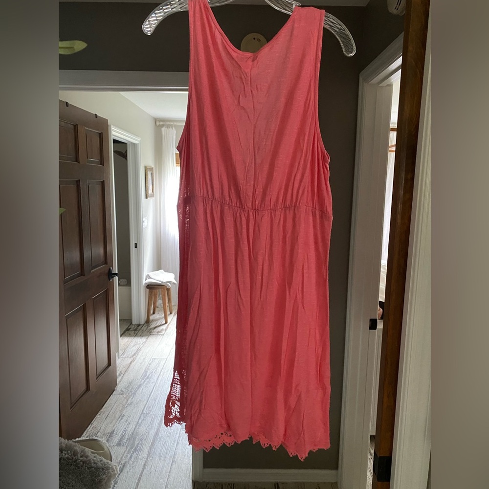 Venus Sleeveless Coral Bathing Suit Coverup with Lace Hem - Picture 3 of 3